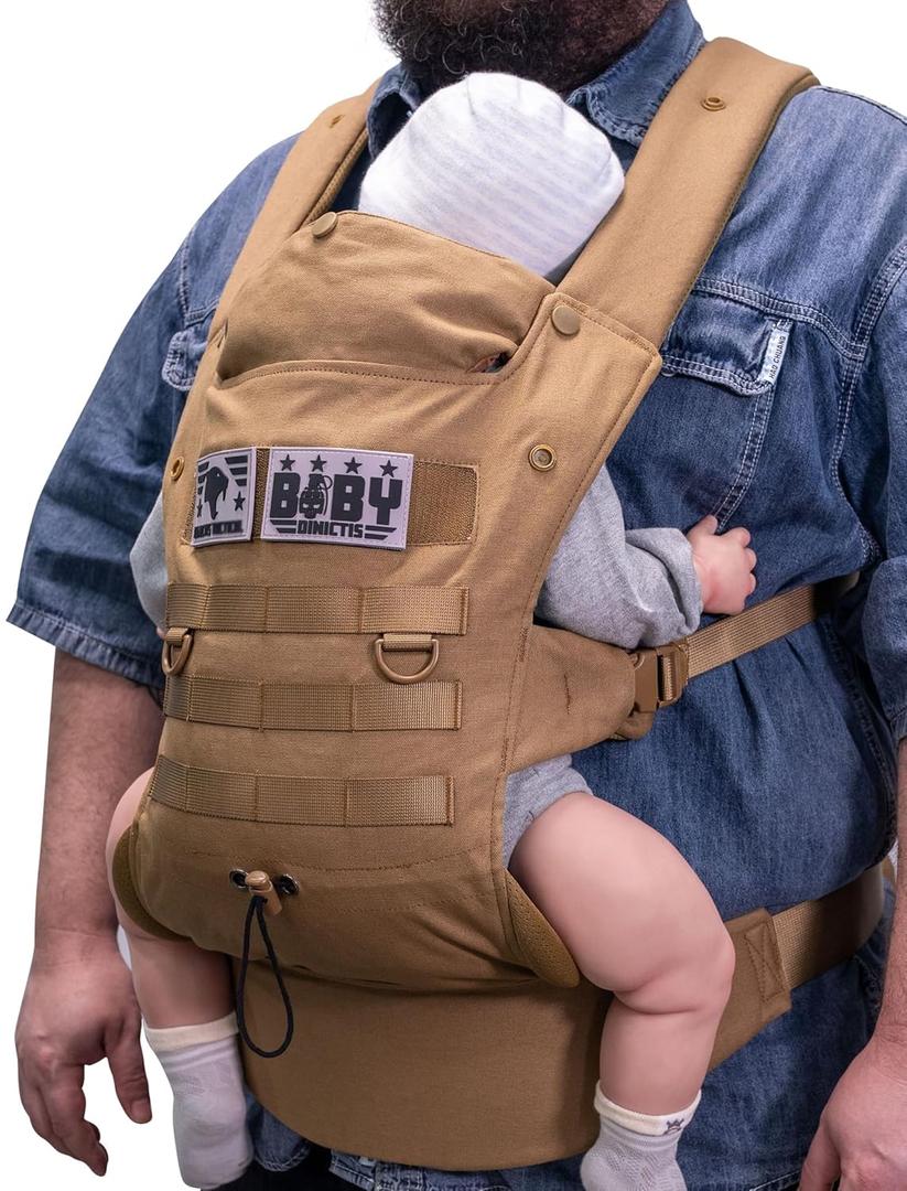 Ergonomic Lumbar Support Baby Carrier for Infants to Toddlers (8-33 lbs), Cozy and Lightweight Military Baby Carrier for Big and Tall Parents- Coyote Brown