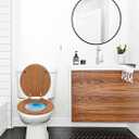 Wooden Toilet Seat Round with Metal Hinges, Wood Toilet Seat for American Standard Size Toilet Seats, Easy to Install