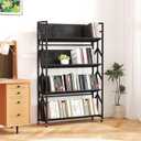 Book Cart 53.1" H x 35.4" W x 10.3" D 4 Tier Rolling Library Book Cart Large Capacity Bookshelf Storage Rack Mobile Book Storage with Wheels Cart for Home Office Classroom (35.5in Wide)