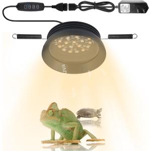 Small Full Spetrum LED UVA UVB Reptile Light with Dimmer & Cycle Timer for Bearded Dragon Lizard Gecko Snake Turtle, Bright Adjustable, UVB10.0, UVB5.0 & Daylight Modes Switchable, Aluminum Shell (6W)