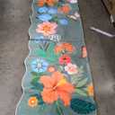 5x7 Floral Washable Area Rugs, Lagre Living Room Rug Floral Vintage Soft Ultra Thin Kids Bedroom Carpet Rug for Girls Playroom Entryway, Green