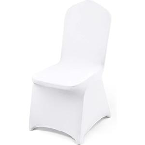 VEVOR 100 Pcs White Chair Covers Polyester Spandex Chair Cover Stretch Slipcovers for Wedding Party Dining Banquet Flat-Front Chair Covers