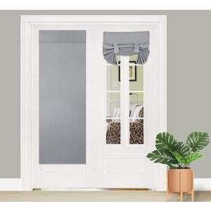 PI Blackout French Door Curtain,Privacy Thermal Insulated Door Window Curtain for Glass Door/Front Door/Sliding Door/Patio Door 1 Panel (W30XL68,Light Grey)