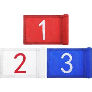 3 Pieces Golf Flag with Tube Inserted, 420D Nylon Mini Flags for Putting Green, Yard, Indoor Outdoor Backyard Garden, Portable, Numbered, 8 x 6 Inch