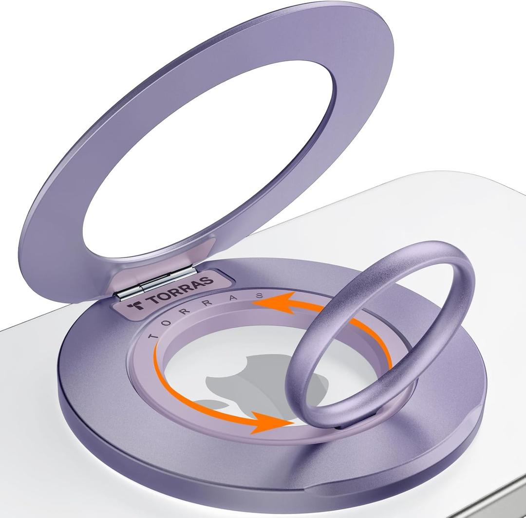 TORRAS 2025 Upgrade [Dual-Ring] Fit for MagSafe Phone Grip Ring Holder [Dual-Ring] Compatible with MagSafe Kickstand Magnetic for iPhone 17/16/15/14/13/12/11 Samsung, Google Accessories, Purple