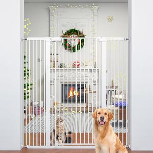 51" Extra Tall Cat Gate 30"-49.27" Wide, Auto Close, Pressure Mounted, for Cats & Small Dogs, Hallway, Stairs, Kitchen, Not Baby Gate, White