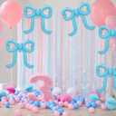 Leorate 10 Pcs Blue Bow Balloons - Bow Theme Decorations for Girls Birthday, Bridal Shower, Baby Shower, Engagement, Bachelorette Party Supplies, Party Decoration