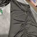 Women's Sexy One Shoulder Backless Maxi Dress Elegant Ruched O Ring Sleeveless Evening Dress Long Gown Cocktail Dress Black L