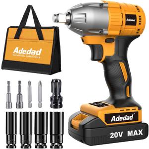 Power Impact Wrench with Battery 1/2 inch Cordless Impact Gun 20V Lightweight Impact Driver for Car,Home,DIY