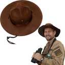 Mepase 5 Pcs Halloween Park Forest Costume Accessories Adult Forest Hat Cap and Army Iron Patches Explore Outdoors Save the Nature Embroidery Patches for Jackets Backpacks Jeans