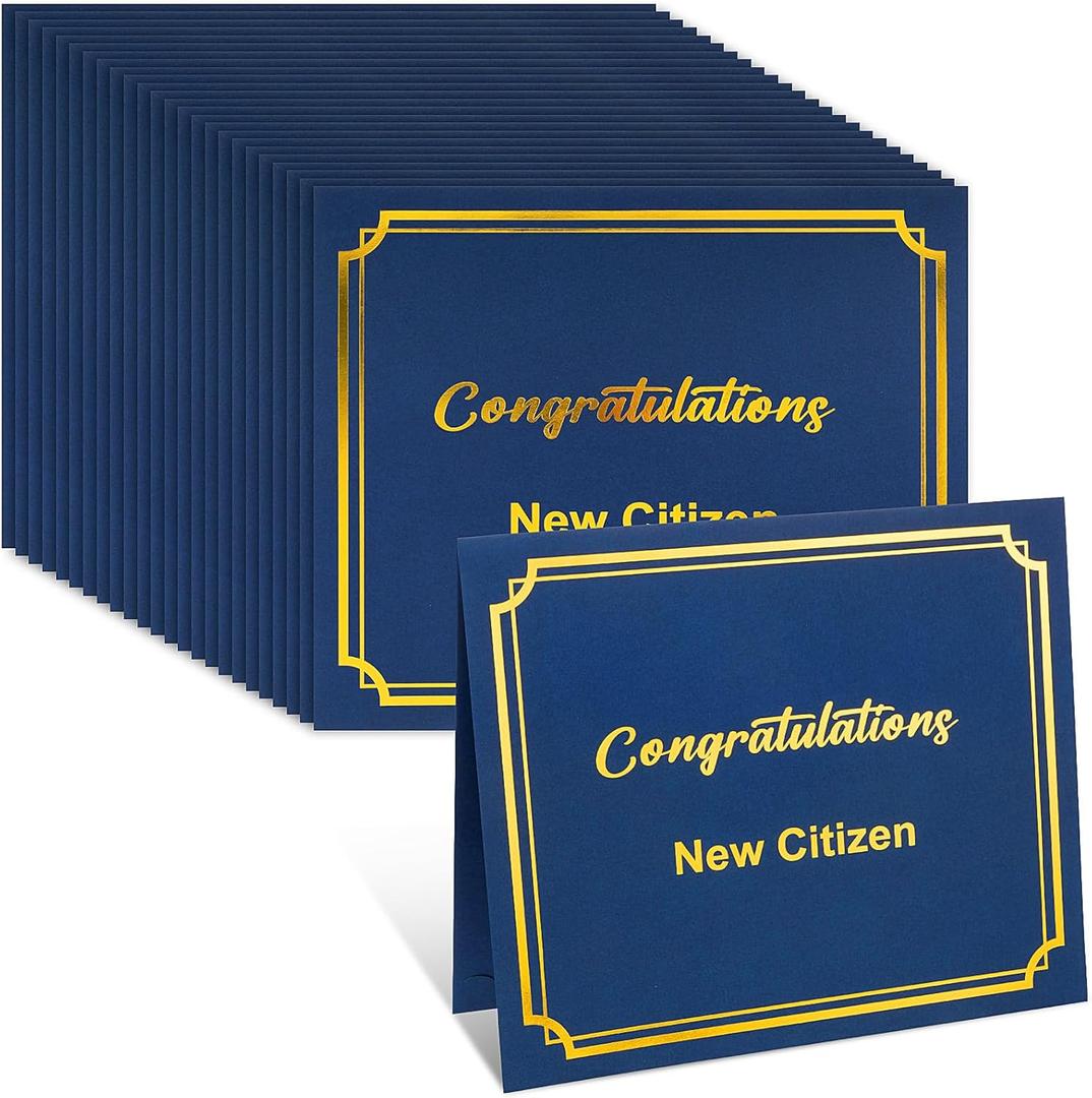 Tenare 24 Pcs US Citizenship Certificate Holders Citizenship Congratulations Gifts Naturalization Certificate Holder with Gold Foil Border for Letter Size 8.5 x 11 Inch, Navy Blue