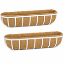 Coco Metal Trough Outdoor Planter, Medium (White) 2-Pack