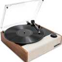 Victrola Eastwood II Record Player with Speakers Bluetooth 5.1 and Vinyl Stream Technology, Vintage Style 3-Speed Vinyl Player, Audio Technical AT-3600LA Cartridge (Oak)