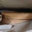 16.9" Round Rattan Tray, Hand Woven Serving Tray with Handles, Wicker Serving Basket, Decorative Tray for Home Decor, Natural
