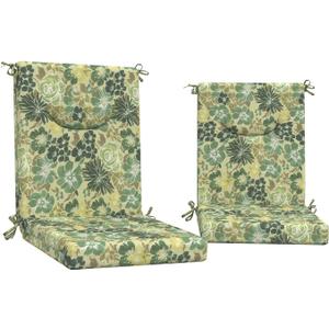 DYTXIII Outdoor High Back Chair Cushions Set of 2, 44x20 in Water Repellent Patio Seat Cushions with Elastic Sponge, All Weather Cushions for Rocking, Dining Chairs, Patio Furniture - Green Rose, 44"x20"x2.5"
