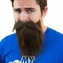 Mens Fake Beard & Mustache Set Brown Costume Beard Realistic Facial Hair for Halloween, Cosplay, Theater & Parties (Adult)