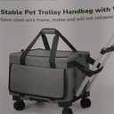 Pecute Cat Carrier with Wheels, Steel Wire Frame Cat Carrier, Stable Pet Trolley Bag for Cats, Pet Handbag and Stroller, Portable Cat Carrier Bag for Car Travel Bus Subway, Grey