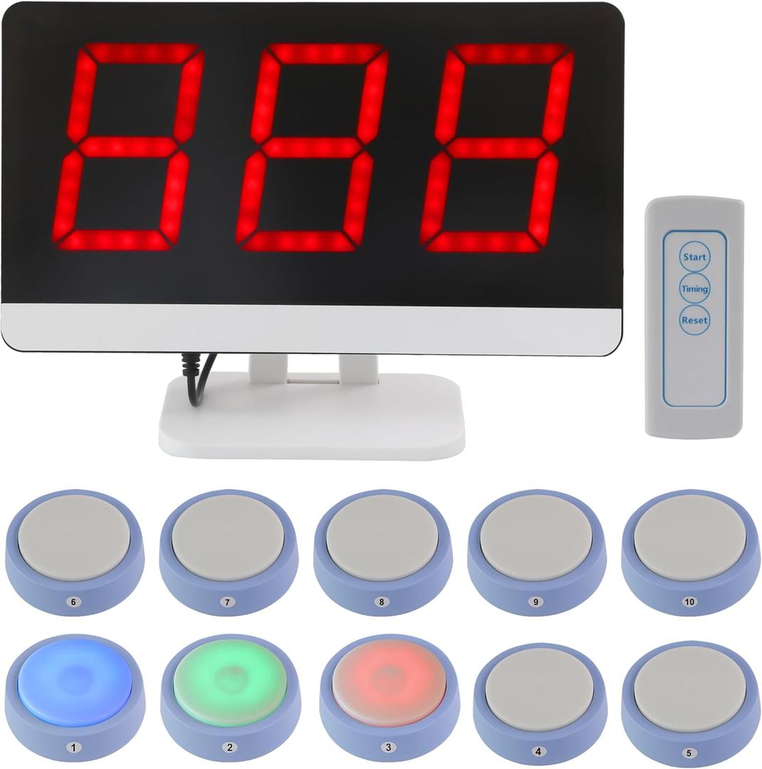 Wireless Quiz Answer Game Buzzer System Gameplay 262ft for Game Show Family Game Nights Debate Contests in Companies Offices School Contest Classroom Trivia Nights (10 Buttons Set)