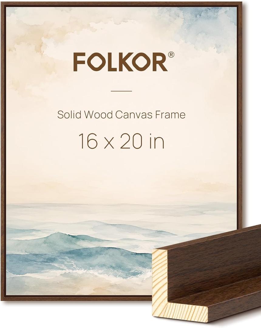 DIY Solid Wood Floating Canvas Frames for 16x20 Oil Paintings,Walnut