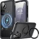 Magnetic And Stand For Samsung Galaxy S25 Plus Case, Waterproof Built-In Screen Protector Fit For Magsafe Invisible Kickstand 360 Full Body Sealed Protective Dustproof Shockproof Case Black