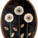 BCUANGD Vintage Dandelion Oval Wall Art Decor - Rustic Retro Floral Botanical Wall Art Canvas Frame Artwork Prints, Black Mid Century Modern Round Wall Hanging Decorations for Home Bedroom, 8.6"x11.4"