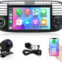 Android 14 Car Stereo Radio for Fiat 500 2007-2015 4+64G Radio with Wireless CarPlay/Android Auto, 7" IPS HD Touch Screen Radio with WiFi/GPS/Bluetooth/Mirror Link/FM/USB/SWC/Backup Camera/Mic (Black)