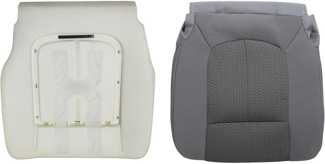 SecosAutoparts Driver Side Bottom Seat Cover + Foam Cushion for Ford F250 F350 F450 F550 2011-2016-Gray Cloth Replacement, Custom Fit XLT FX4 STX, Single/Quad/Crew Cab