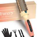 1.77-Inch Thermal Brush - Ceramic Ionic Heated Round Brush for 90's Full-Bodied Style, Volumizing, Smooth Hair & Natural Curls, Dual MCH Heating, Digital Display, 9 Temperature, Dual Voltage (Sunset Orange Gradient)