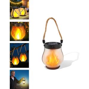 Solar Lantern Outdoor Lights, Dancing Flame Kaligo Solar Lantern Outdoor Lights Waterproof, Rope Hanging Flame Lanterns for Garden Yard Decorations, Dual Charging Modes (1)