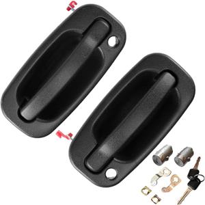 Front Exterior Door Handle with Locks Compatible with 1999-2006 Chevy Silverado 1500 2500 3500 Classic Suburban Tahoe Avalanche GMC Sierra Yukon XL Escalade ESV EXT,Replace 15034985, 15034986