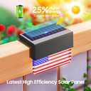 American Flag Decorations Solar Fence Lights, 6 Pack UAS Flag Solar Lights Outdoor for Fence with RGB & Warm White Mode, Waterproof Deck Fence Lights Solar Powered for Patriotic Decor