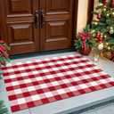 KILOCOCO Buffalo Plaid Rug 4x6 ft Christmas Decor Red and White Rugs Washable Checkered Rug Layered Front Door Mat for Porch Farmhouse Entryway Patio Outdoor Indoor Carpet