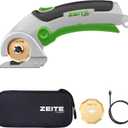 ZEITE 4V Cordless Scissors,Electric Cardboard Box Cutter with Titanium Coated HSS Blades,Ideal for Cardboard Leather Carpet Fabric Cutting and recycling,Gifts for Men & Women,Storage Case
