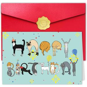 Cute Kittens Birthday Card for Daughter Sister Women, Cat Theme Birthday Card for Cat Lovers Niece Nephew, Funny B-Day Cards Gift from Bestie Her (#1)