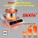 Stainless Steel Induction Cooktop, Professional Commercial Grade Single Burner Electric Cooktop, 1800W Hot Plate Portable Countertop Cooker with Temperature Control, Compatible with Magnetic Cookware