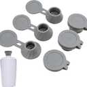 6pcs Bottle Emptying Kit Cap for Upside Down Dispenser Shampoo Lotion, Saver Flipping Set with 3 Size 0.7'' 0.9'' 1.1'' Adapter Transfer Connector, Inverted Every Drop Out Of Kitchen Condiments (Grey)
