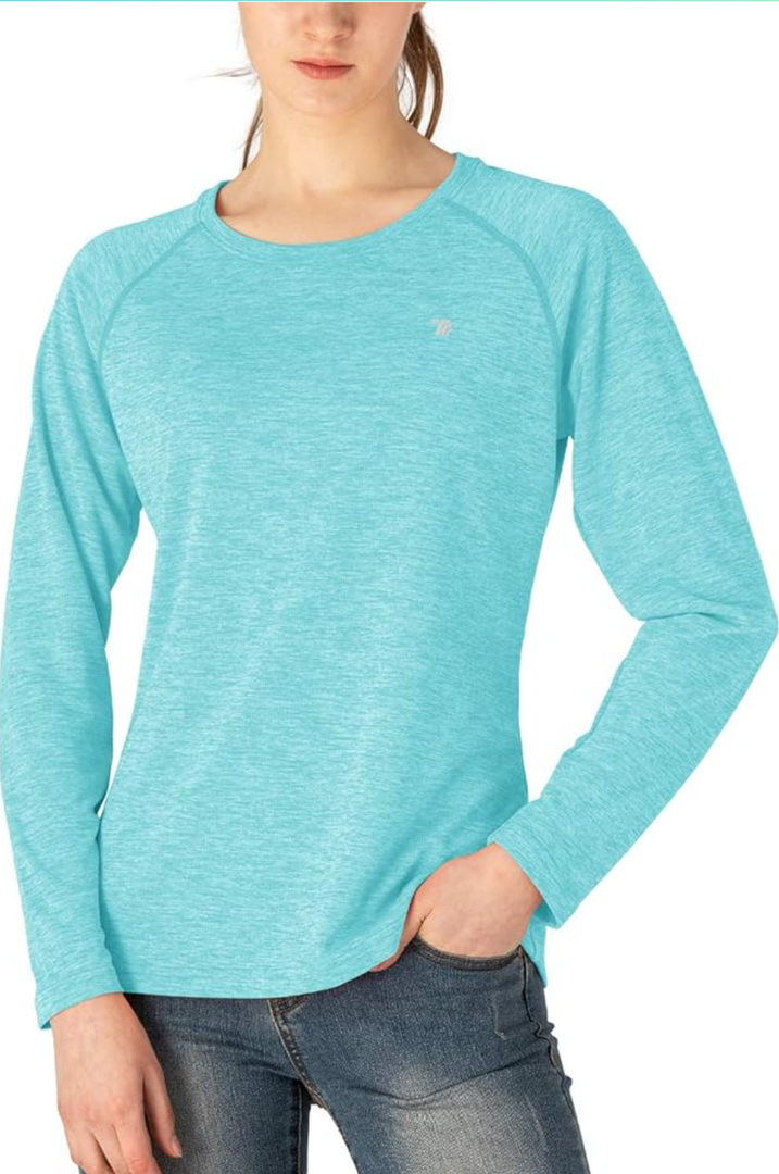 TBMPOY Women's UPF 50+ Sun Protection Long Sleeve Shirts SPF Lightweight Hiking Running Fishing Outdoor Tops, Size S