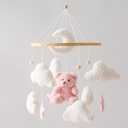 EERKEOD Baby Crib Mobile Bear Nursery Mobile for Boys Girls Teddy Velvet Mobile Nursery Decor for Infant Bedroom Hanging Baby Mobile for Bassinet Newborn Baby Gift（Pink Bear）