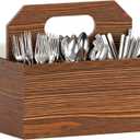 Megidok Silverware Caddy with Handle, Utensil Caddys Silverware Organizer Cutlery Caddy, Countertop Utensil Caddys Wooden Utensils Holder for Party Kitchen, Bedroom, Office, Bathroom