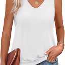ANRABESS Womens V Neck Tank Tops Wrap Banded Hem Shirts Sleeveless Ruched Going Out Blouse 2026 Summer Fashion Clothing White XX-Large