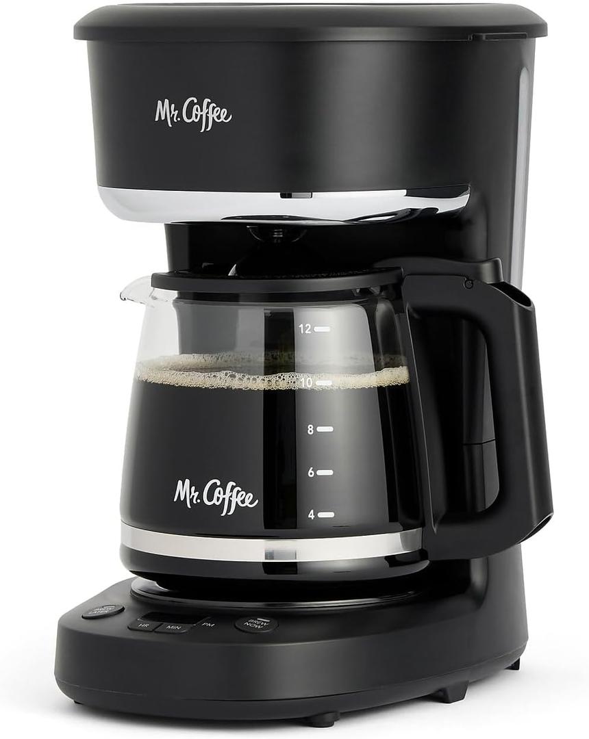 Mr. Coffee 12-Cups Automatic Drip Coffee Maker, Stainless Steel and Black (2176620)