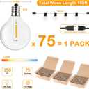 150FT LED Globe Outdoor String Lights, Dimmable Patio With 75+2 G40 Shatterproof Bulbs, Waterproof Outside Hanging, 2200K Commercial Backyard for Porch Bistro Party Balcony Garden