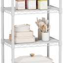 Small 6 tire Shelves Storage Wire Shelving Unit Metal Shelf Adjustable Organizers Storage Shelving with Wheels for Bathroom Laundry Room Kitchen Pantry10”D x 16”W x 60.2”H White