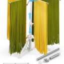 Pasta Drying Rack Collapsible, 360 Rotating, Adjustable Height(14.5"-23.6"), 304 Stainless Steels Arm, Large Noodle Dryer Foldable with Ravioli Wheel for Homemade Fresh Pasta Spaghetti