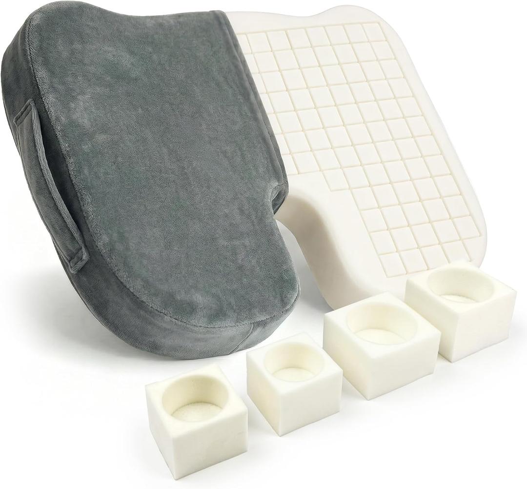 Cushy Tushy Premium Seat Cushion with Moveable Holes, Customizable Foam Relief for Lower Back, Sciatic, & Tailbone Pain Perfect for Driving, Home & Office Gray Fabric Cover