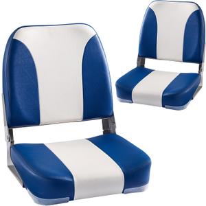 2 Pack Standard Low Back Boat Seats, Fold-Down Fishing Boat Seat Blue/White