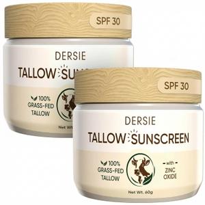 (Pack of 2) Dersie Tallow Sunscreen SPF 30 Mineral UV Defense with Non-Nano Zinc Oxide Face & Body Sun Protection for Adults & Kids 100% Grass-Fed Beef Tallow for Moisture Retention (2.12 oz)