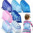 CHENGU Frozen Party Favors Bags for Winter Christmas Snowflake Kids Birthday Favor Drawstring Goodies Bags Wonderland Gift for Candy Boys Girls Themed Baby Shower Party Supplies(14 Pack)