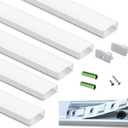 THMOOTHER Matte White 5-Pack 3.28FT Pre-Drilled Clip Free LED Strip U Channel Diffuser, Tight and Flush Mounted Under Cabinet Tape Track Aluminum Low Profile with UV Resistance Milky Cover (5)