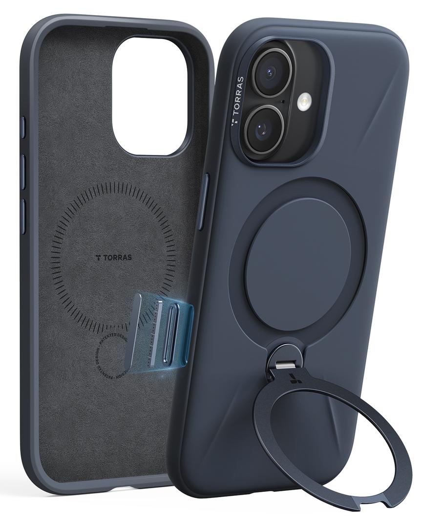 TORRAS Ostand Q3 Silicone for iPhone 17 Case, Fit for MagSafe, 360 Ring Holder Kickstand, Soft Liquid Silicone Cozy Grip, Camera Control, Shockproof Rugged Protective Case for iPhone 17, Midnight